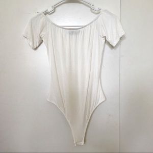 NWOT Off-Shoulder White Thong Bodysuit